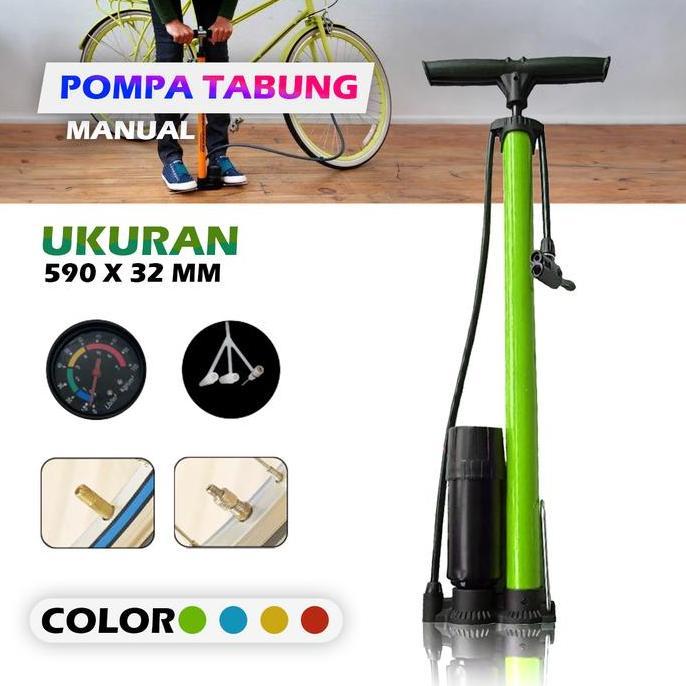 JAOPMAM Pompa Tabung Manual - Pompa Angin Ban Sepeda Motor Bola Tabung Manual - Pompa Ban Sepeda Mot