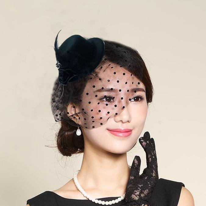 VIVIJEE Jepit Topi Hiasan Fascinator Hat Wedding Headpiece Topi Jaring Fascinator Hat  Topi Hiasan A