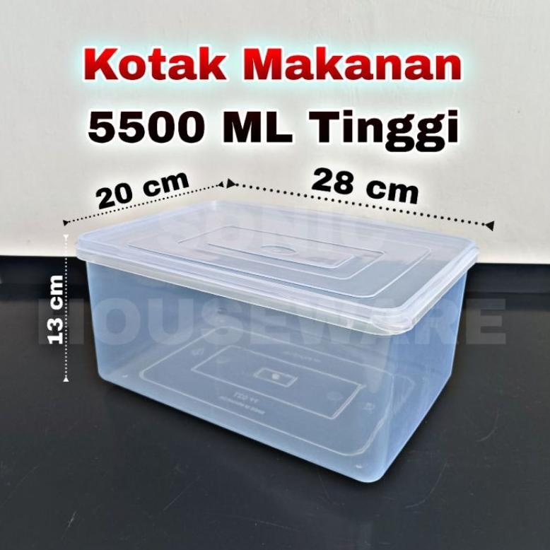 Toples Kotak Makan Makanan Sealware Segi Wadah Food Box 5500 Ml Tinggi Tempat Box Wadah Kotak Kue Bo