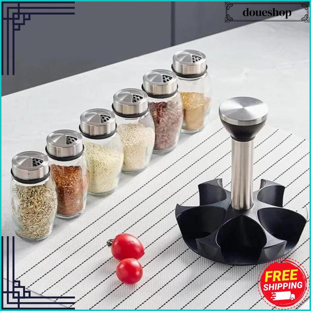 Rempah Bumbu Set Tempat Botol Bumbu 7In1 Rak Bumbu Putar Wadah Bumbu Toples Tempat Bumbu Dapur Tempa