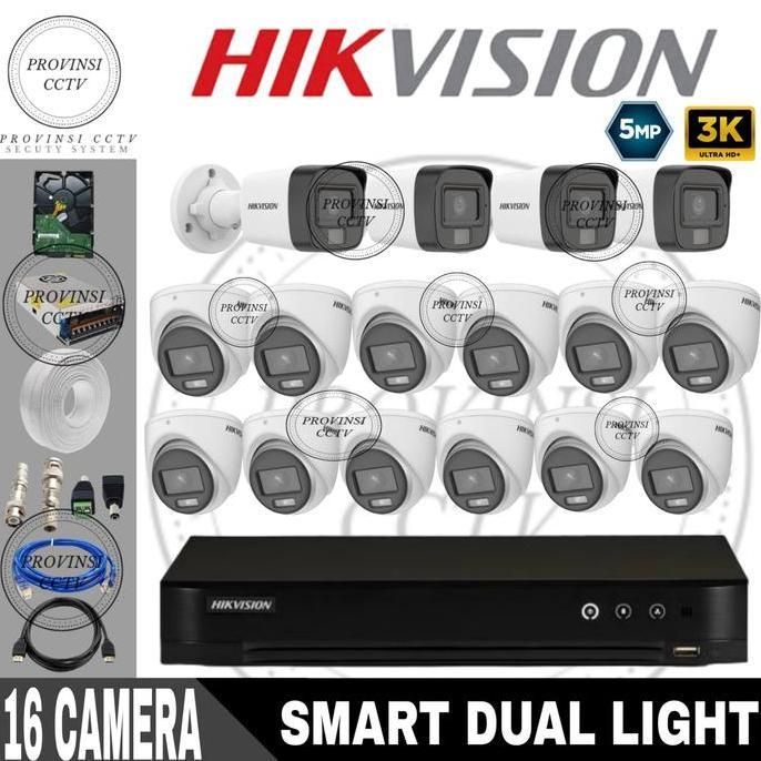 PAKET CCTV HIKVISION 16 CHANNEL 16 KAMERA 5MP / FULL HIKVISION / 4TB