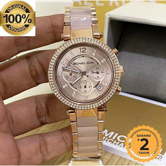 YUK CHECKOUT  Jam Tangan MK5896 pink dial two Tone original YUK CHECKOUT 