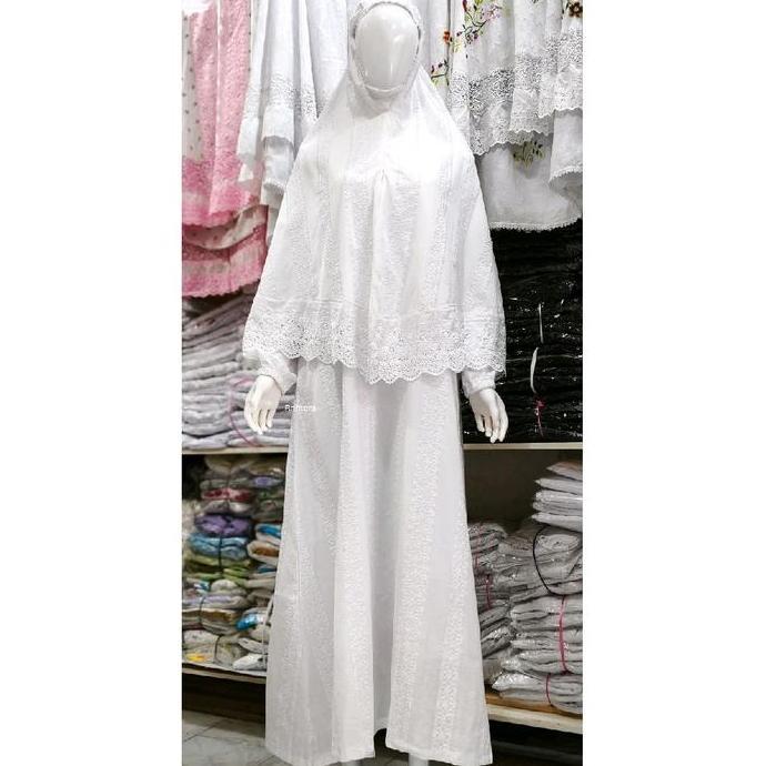 Set Ihram Katun Paris Salur Gamis,Bergo,Sarung Tangan Haji Dan Umroh  Lembut Nyaman Syari