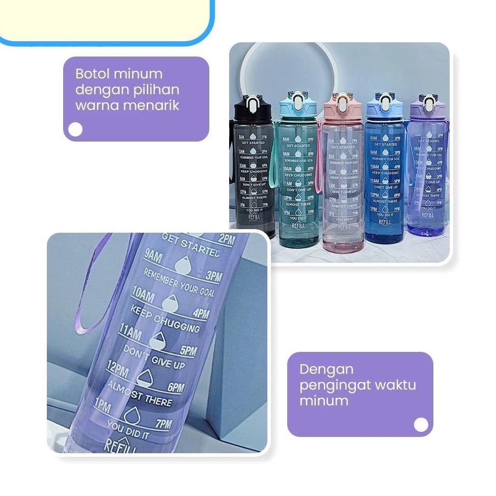 NEW PROMO BOTOL MINUM 1 LITER BENING TRANSPARAN / BOTOL AIR MINUM ANAK SEKOLAH SEDOTAN ANTI BOCOR / 