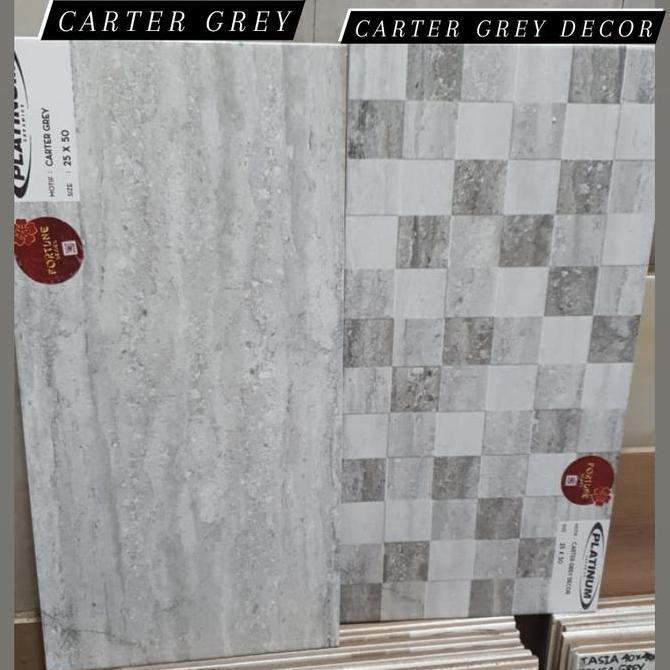 keramik dinding kamar mandi dapur platinum 25x50 carter grey