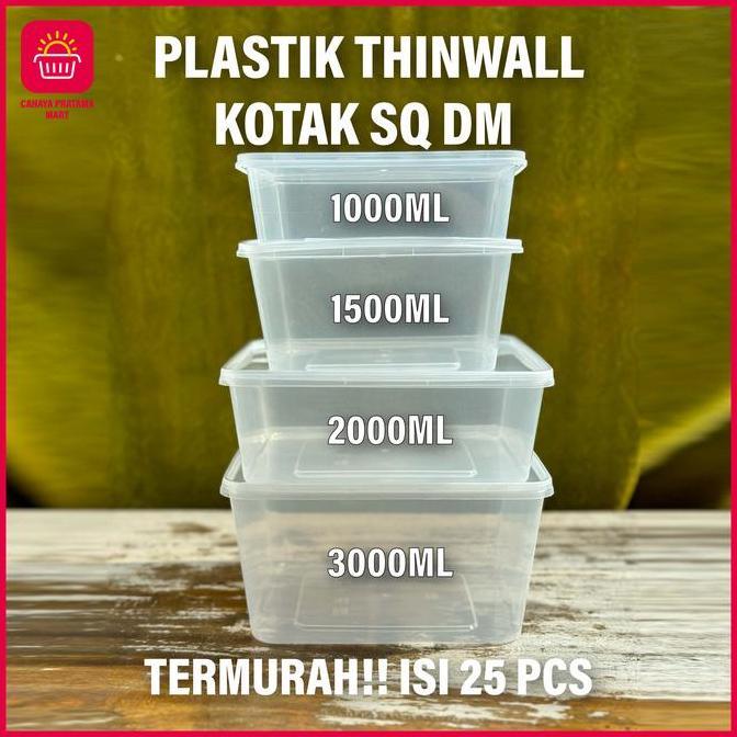 Thinwall Square Kotak Makan Plastik Persegi BESAR Semua Ukuran THINWALL BOX plastik BOX MIKA THINWAL
