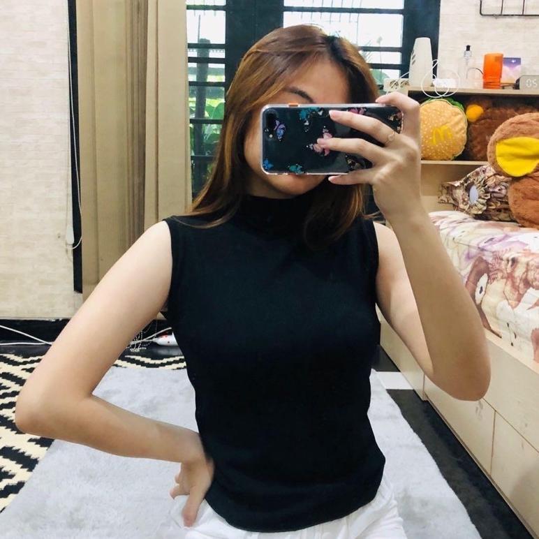 TURTLE NECK TANKTOP RAJUT WANITA TANK TOP KERAH TINGGI INNER  MANSET WANITA TERBARU