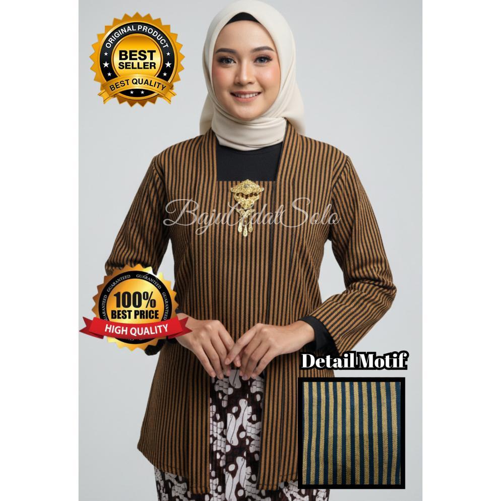 Promo  Kebaya Lurik Kutubaru Lengan Panjang Wanita Dewasa/Baju Adat Jawa Lurik