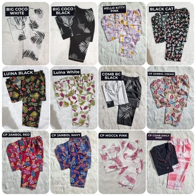 TERBARU  Paket Usaha Baju Tidur Piyama Wanita CP Dapat 3 Setel Harga Murah Motif Trendy Kekinian TER
