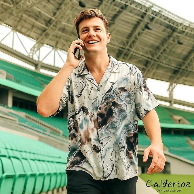 Calderioz - Kemeja Summer Motif Tropis Abstrak Casual Pria Wanita Oversize Santai Nongkrong Terbaru 