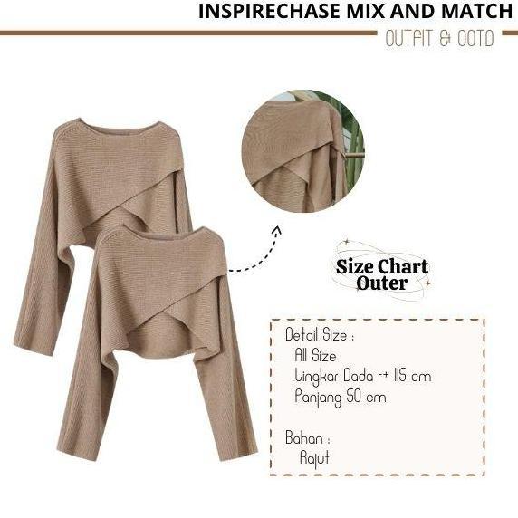 2in1 Set Sweater Rajut Silang & Inner Dress Susun Atasan Rajut Korean Cardi Wanita Shea Knit Crop Ba