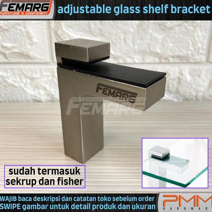 Housing- Penahan / Penjepit Kaca Wastafel /Rak Felterre Penahan Rak Adjustable