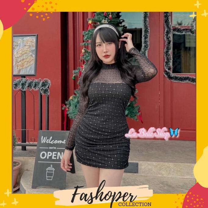 KEKINIAN Fashoper Dress Mini Wanita Bangkok  Look Party & Dinner Glamour Saba Dress Bodycon Sexy Ele