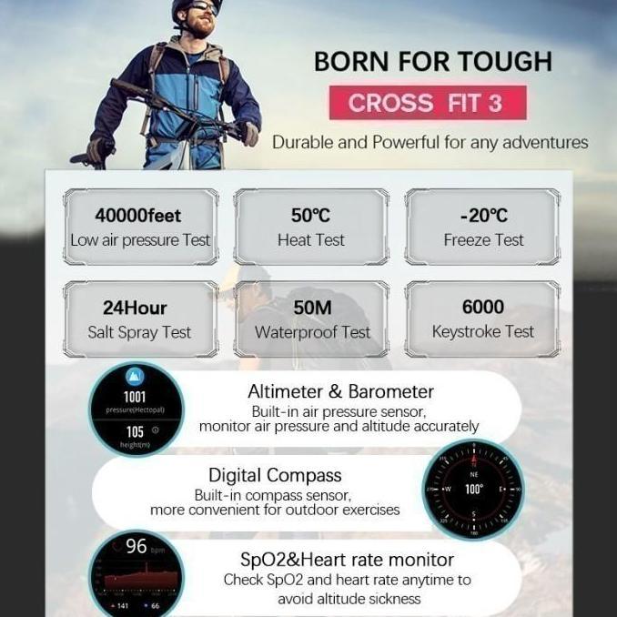 NORTH EDGE CROSS FIT 3 GPS Smartwatch AMOLED Compass Barometer