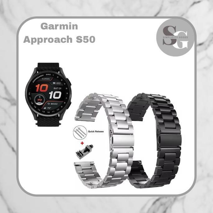 STRAP GARMIN APPROACH S50 SMART WATCH STAINLESS 3 BEADS TALI JAM 20MM