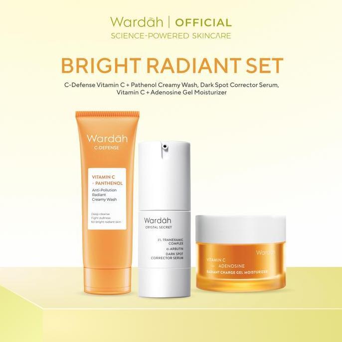 Haveme- Wardah Paket 3 Pcs Gel Moisturizer, Face Wash, Dan Serum / Toner Bright Radiant Bright Glowi