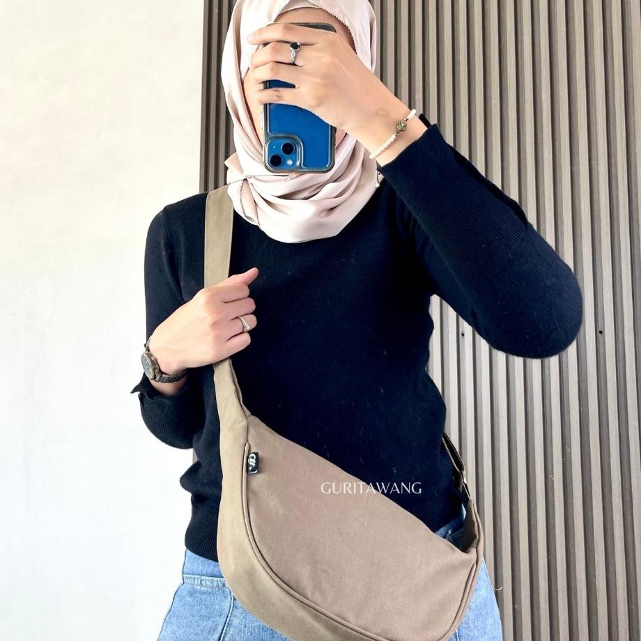 [Guritawang] Haiko Bag Tas Selempang & Bahu Kanvas Wanita Sling Bag Shoulder Bag