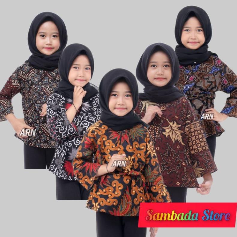 Murah  Atasan Batik Anak - Baju Batik Anak Cewek - Blus Anak Cewek - Baju Batik Anak Perempuan - Blu