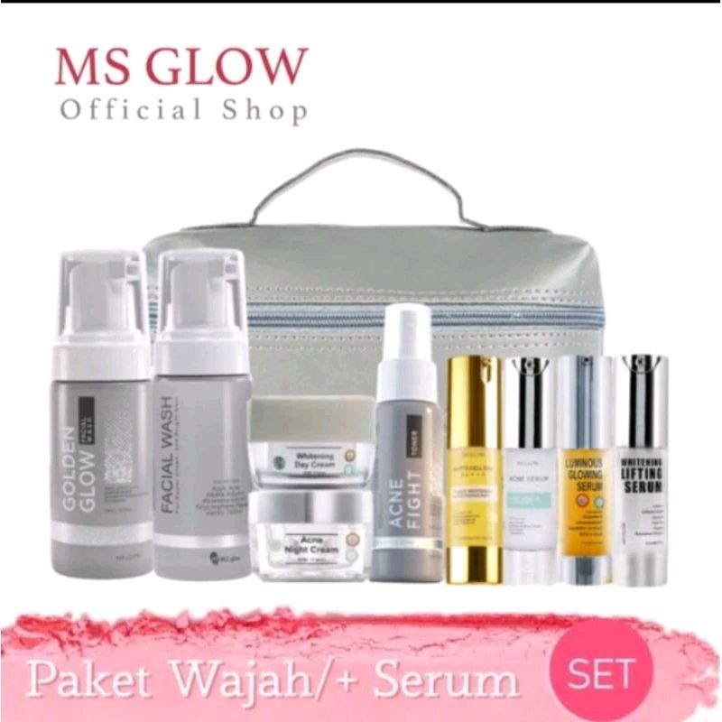 Ms Glow All Produk Paket Wajah Free Pouch Kosmetik/Bb/Ecer Whitening Night Cream/Luminous/Malam Ulti