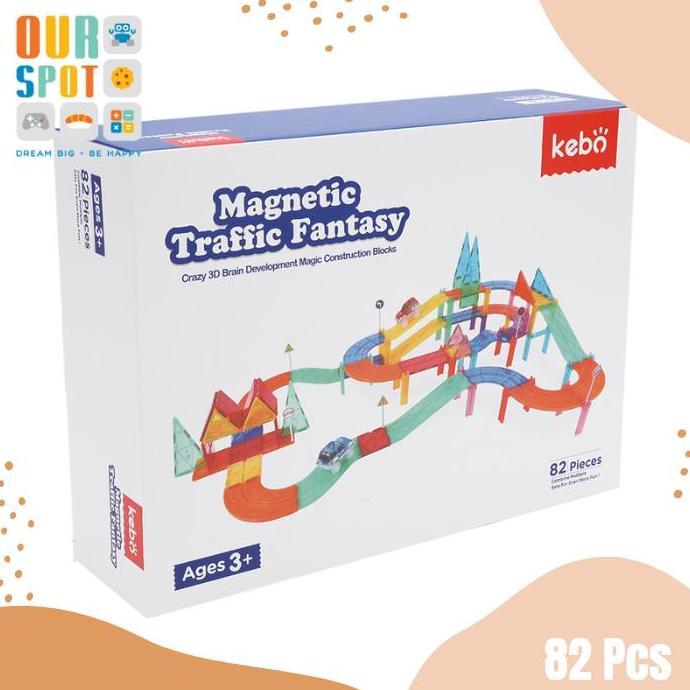 Magnetic tiles Traffic Fantasy 82 pcs - KEBO - Mainan Edukasi