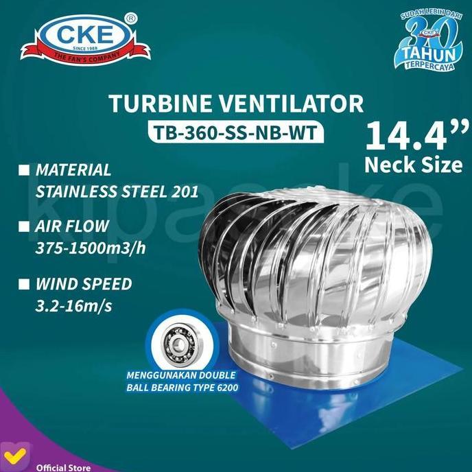 Cke Turbin Ventilator 14 Inch Tb-360-Ss-Nb-Wt