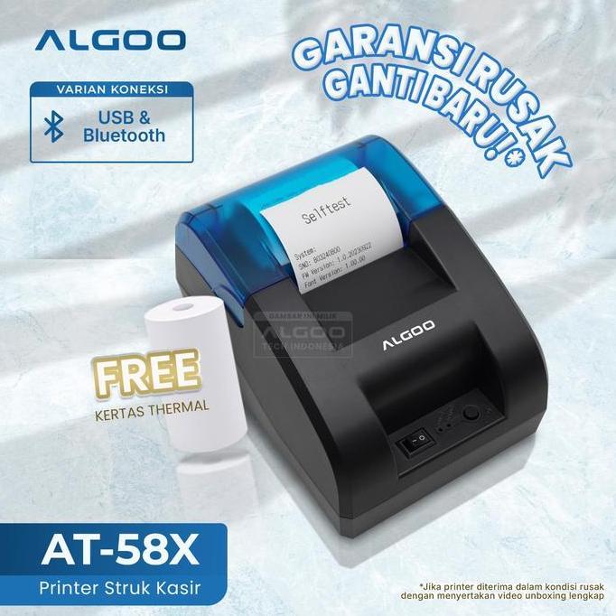 Kantorlengkap- Algoo Printer Thermal Bluetooth Cetak Struk Nota
