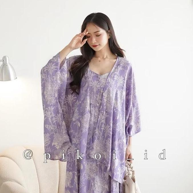 OOTD Summer outer / cardigan wanita bunga / outer pantai / flowy cardi / cardigan floral jatuh murah