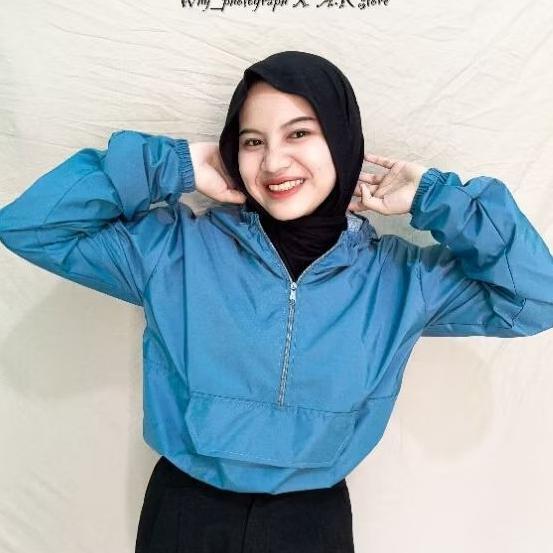 Grade Ori Jaket Olahraga Wanita Jaket Crop Wanita Parasut Dengan Saku Depan/Sport