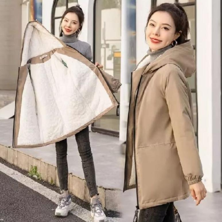 Murah Hnf Jaket Winter Wanita Jaket Musim Dingin Wanita Terbaru Jaket Bulu Halus Wanita Ukuran Big S