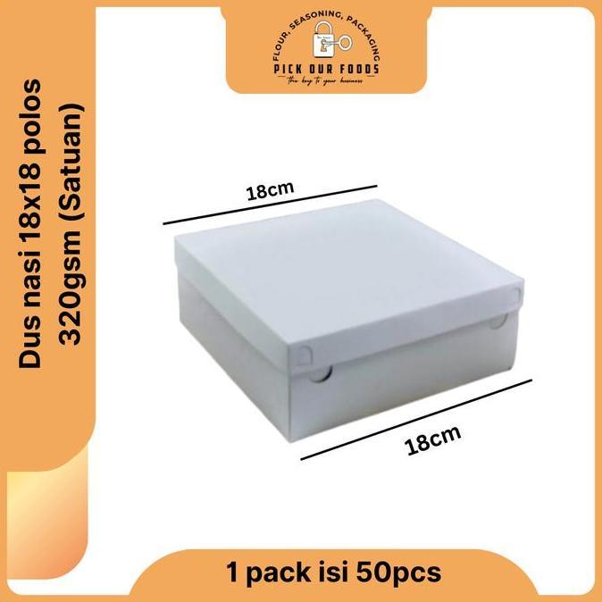 DUS NASI KOTAK 18X18 | DUS NASI CATERING UKURAN 18 | BOX NASI 320GSM ISI 50PCS //
