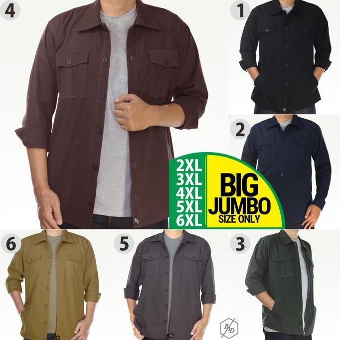 Superiore- Kemeja Parka Semi Jaket Lengan Panjang Pria Big Size Jumbo Casual Kerja Cowok Katun Lapan
