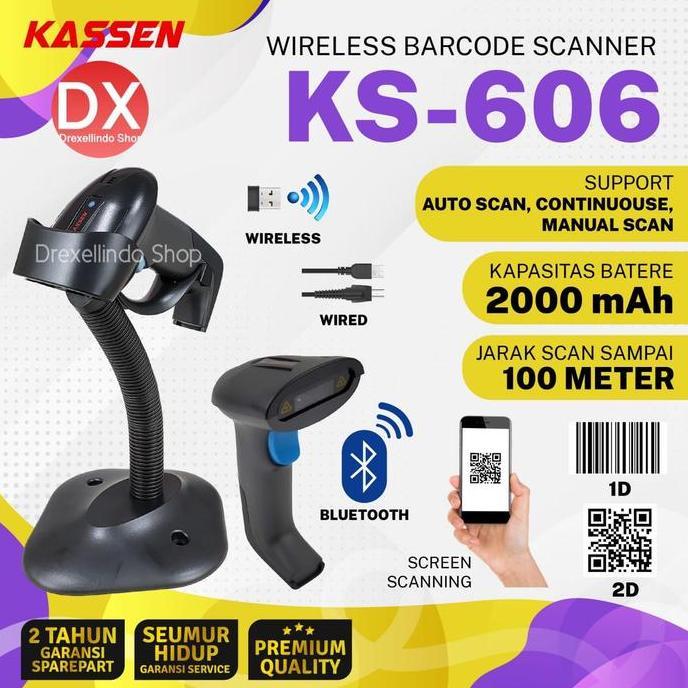 Bolehdijamin- Bare Scanner Bluetooth D Kassen Ks606 Kassen Ks-606 With Stand