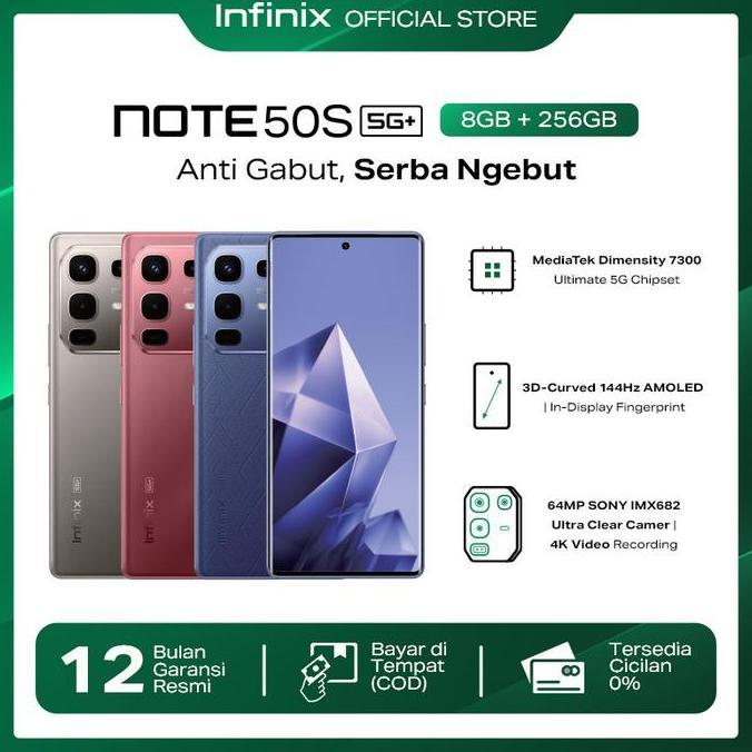 INFINIX NOTE 50S 5G+ 8/256GB - UP TO 16GB EXTENDED RAM - DIMENSITY 7300 ULTIMATE - 6.78 3D CURVED FH