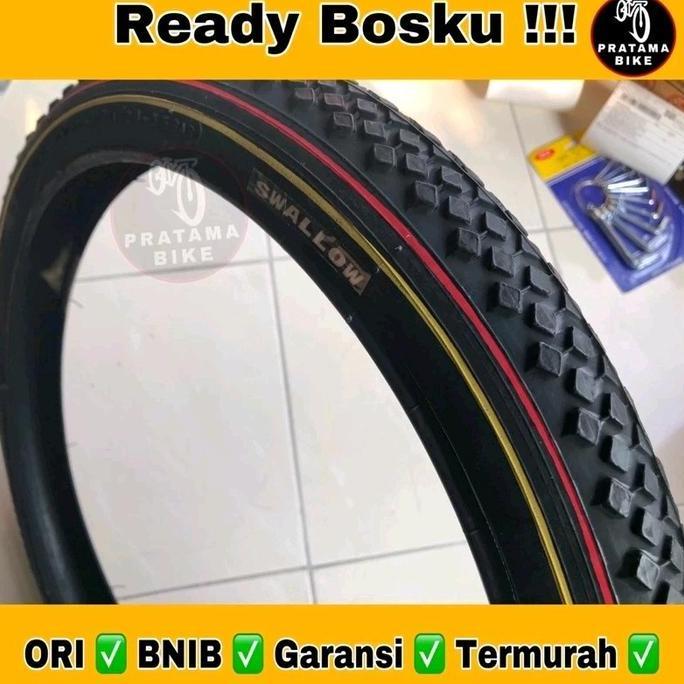 Promo Ban luar Bmx Mini 20 x 1.75 SWALLOW LIS 3 WARNA MERAH PUTIH / HITAM KUNING ban sepeda 20x175 2