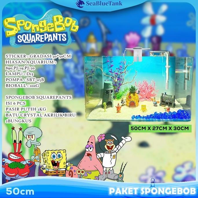 mamduhsikar77 - lepet paket aquarium spongebob 50cm / aquarium melengkung / aquascape / aquarium ben
