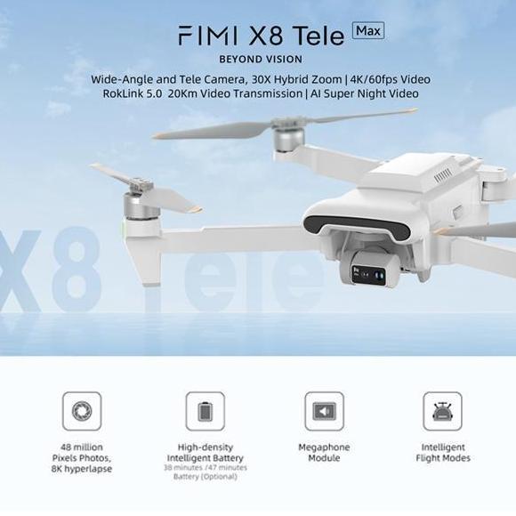 7plesnawan88 - FIMI X8 TELE / TELE MAX Drone 4K Camera 48MP 3-Axis Gimbal 10km with Megaphone - Dron