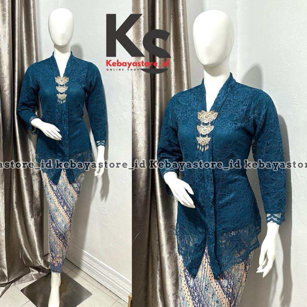Premium (Free Bross) Kebaya Brokat Floy Kartini - Kebaya Modern - Kebaya Wisuda - Kebaya Hitam - Keb