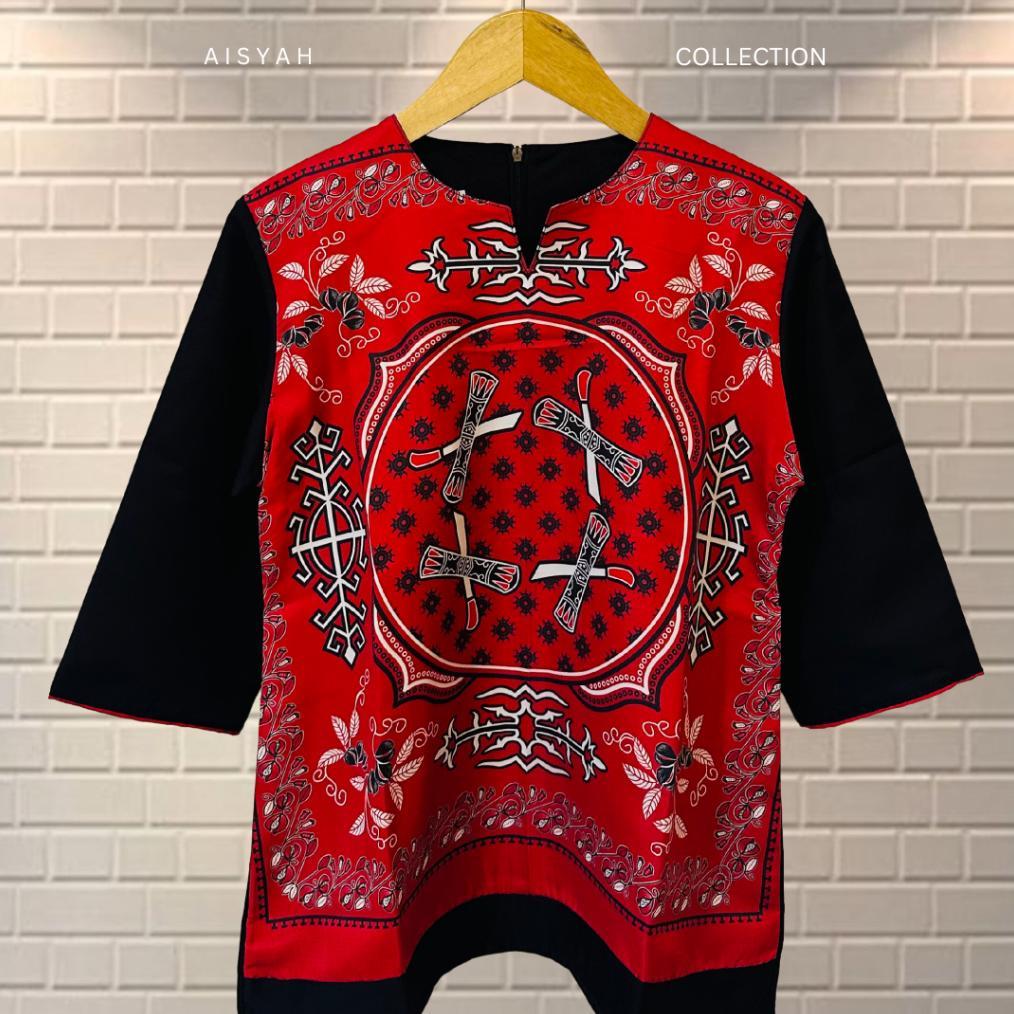 Tahan Lama  Aisyah Collection - Lenso Adat Maluku Salawaku Full -  Atasan Etnik Maluku - Baju Cele A