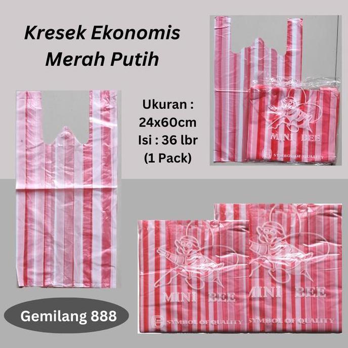 Langsungpas- Kantong Kresek Merah Putih 24 (10Bks)| , Kresek Merah Putih Ekonomis