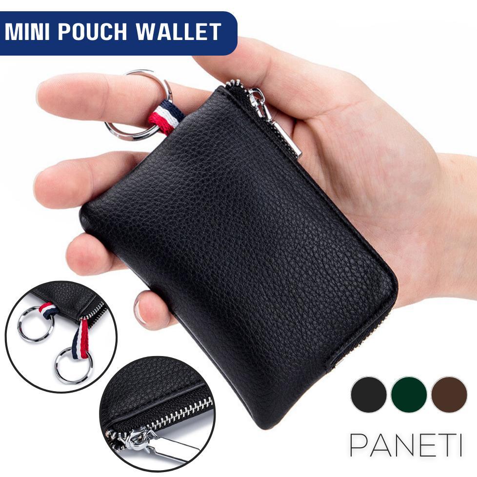 Dompet Koin Pria PANETI Ultra Thin Mini Zipper Pouch Kulit Asli Termurah