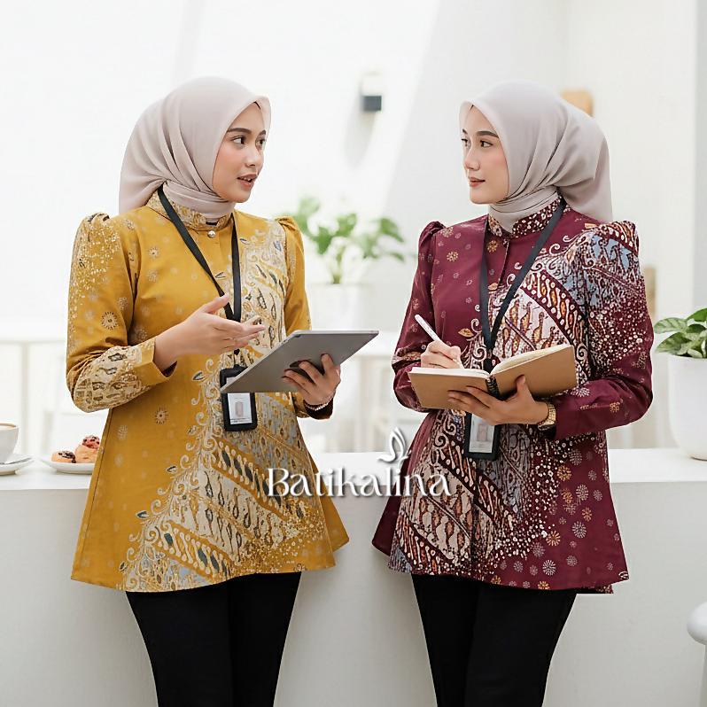 Grade Ori Batikalina - Baju Batik Wanita Modern Atasan Blouse Batik Kerja Kantor Wanita