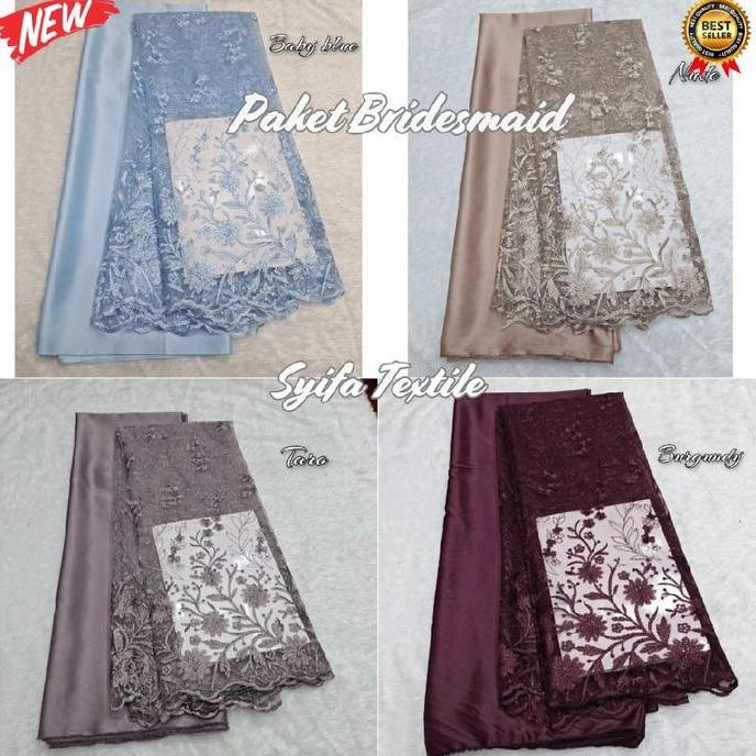 TRIONOWAN  - PAKET BRIDESMAID (TILE CANTIK + SATIN VELVET) KAIN BRIDESMAID / SERAGAM BRIDESMAID / SE