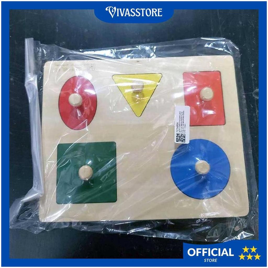 mainan anak 1 tahun laki laki  Balok Puzzle Kayu 3D Geometry Anak 5 Balok - Mainan anak lelaki perem