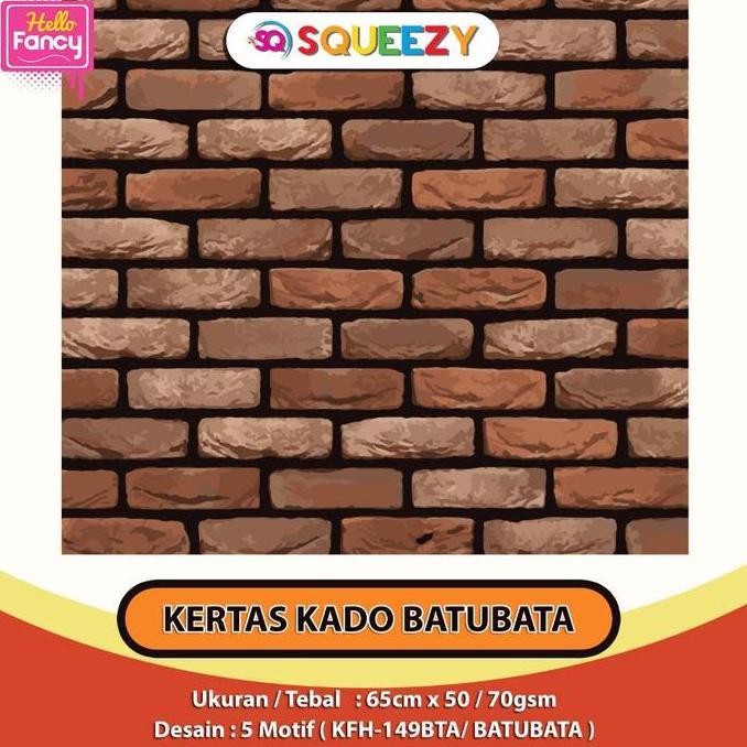 Langsungpas- Kertas Kado Squeezy Motif Batu-Bata Brick / Bungkus Kado Kfh-149Bta