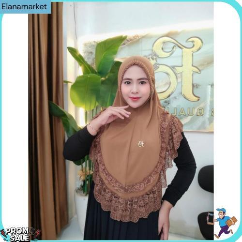 Jilbab Instan Fo Humaira Kerut Dahi Renda Mewah Harga Ekonomis