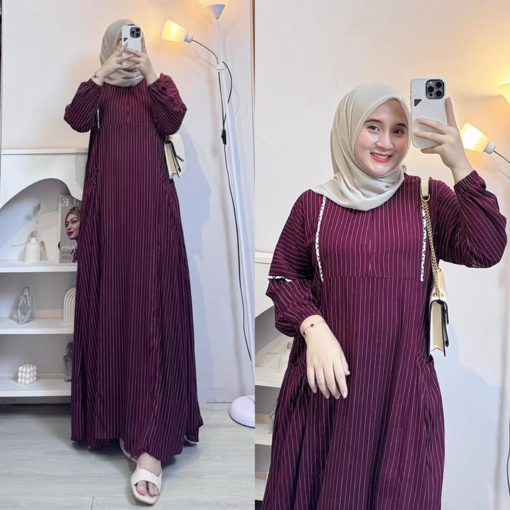 Gamis Rayon viscose premium - Gamis salur rayon premium - gamis line rayon premium - gamis busui kek