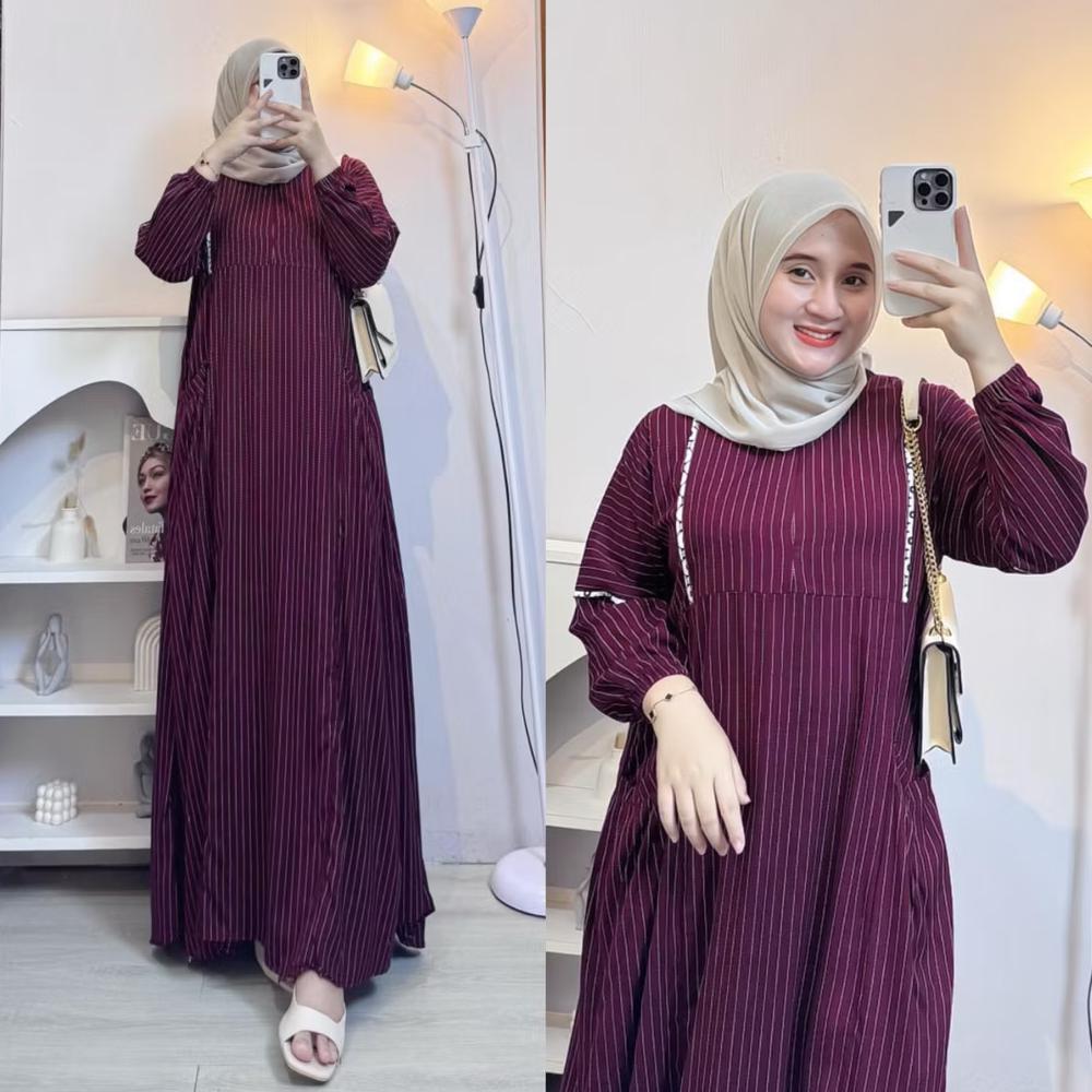 Gamis Rayon viscose premium - Gamis salur rayon premium - gamis line rayon premium - gamis busui kek