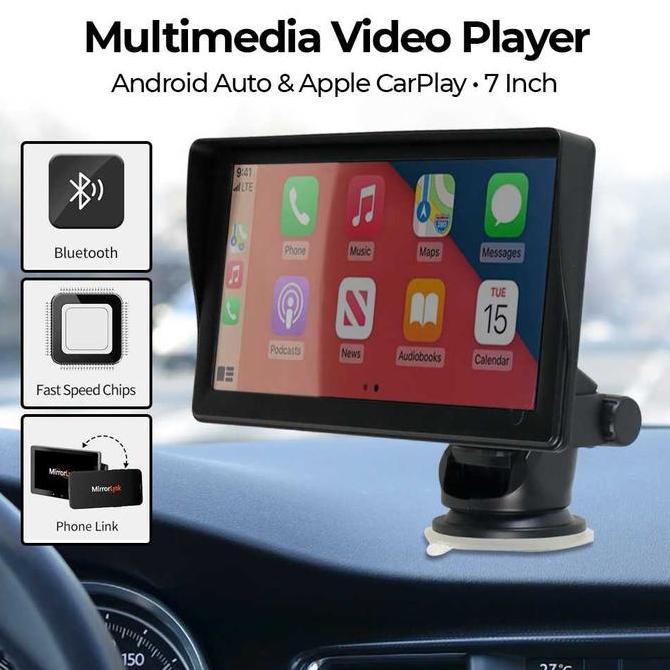 LAYAR MONITOR MOBIL 7 INCH MULTIMEDIA VIDEO PLAYER WIRELESS SUPPORT ANDROID AUTO CAR PLAY VIRALL