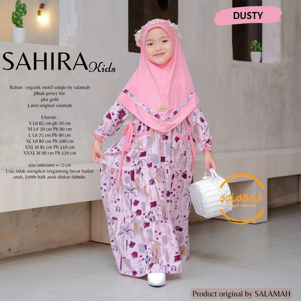 Gamis Anak Sahira Kids Plus Jilbab List Dan Plat Gold | Usia 2 3 4 5 6 7 8 9 11 - 15 Tahun | By Sala
