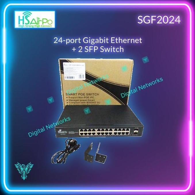 BEBAS ONGKIR - HSAIRPO SGF2024 Switch 24Port Gigabit + 2SFP HS airPo SGF2024 SG2024